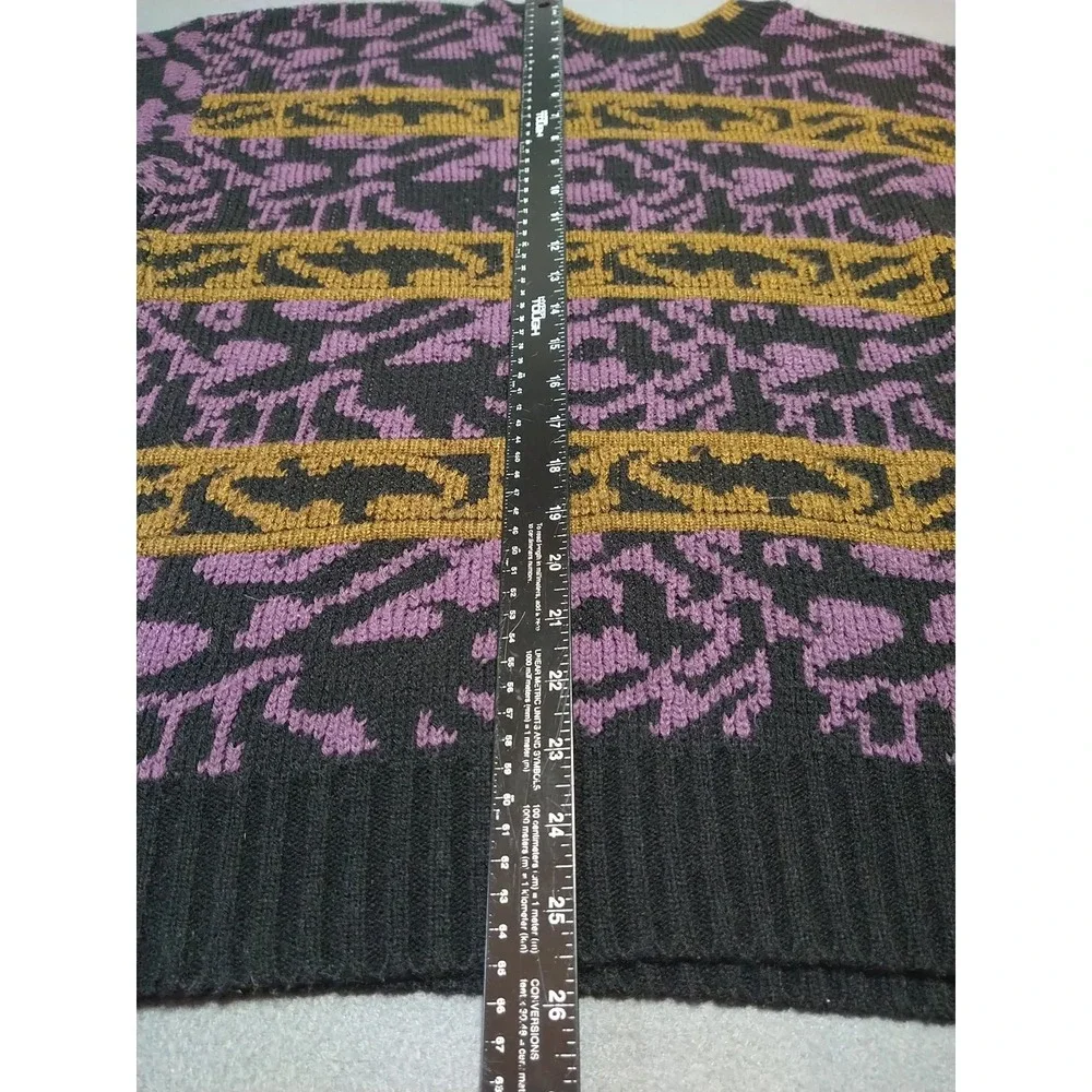 Scandia‎ Sweater Men L Black/Purple/Gold Skiing Hiking Heavy U.S.A. Outdoor